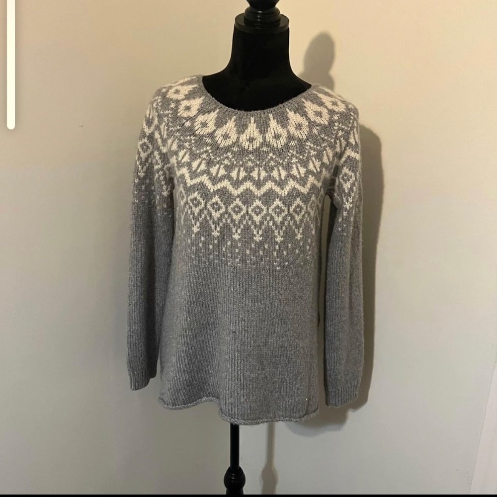Sonoma Gray and White Fair Isle Sweater
